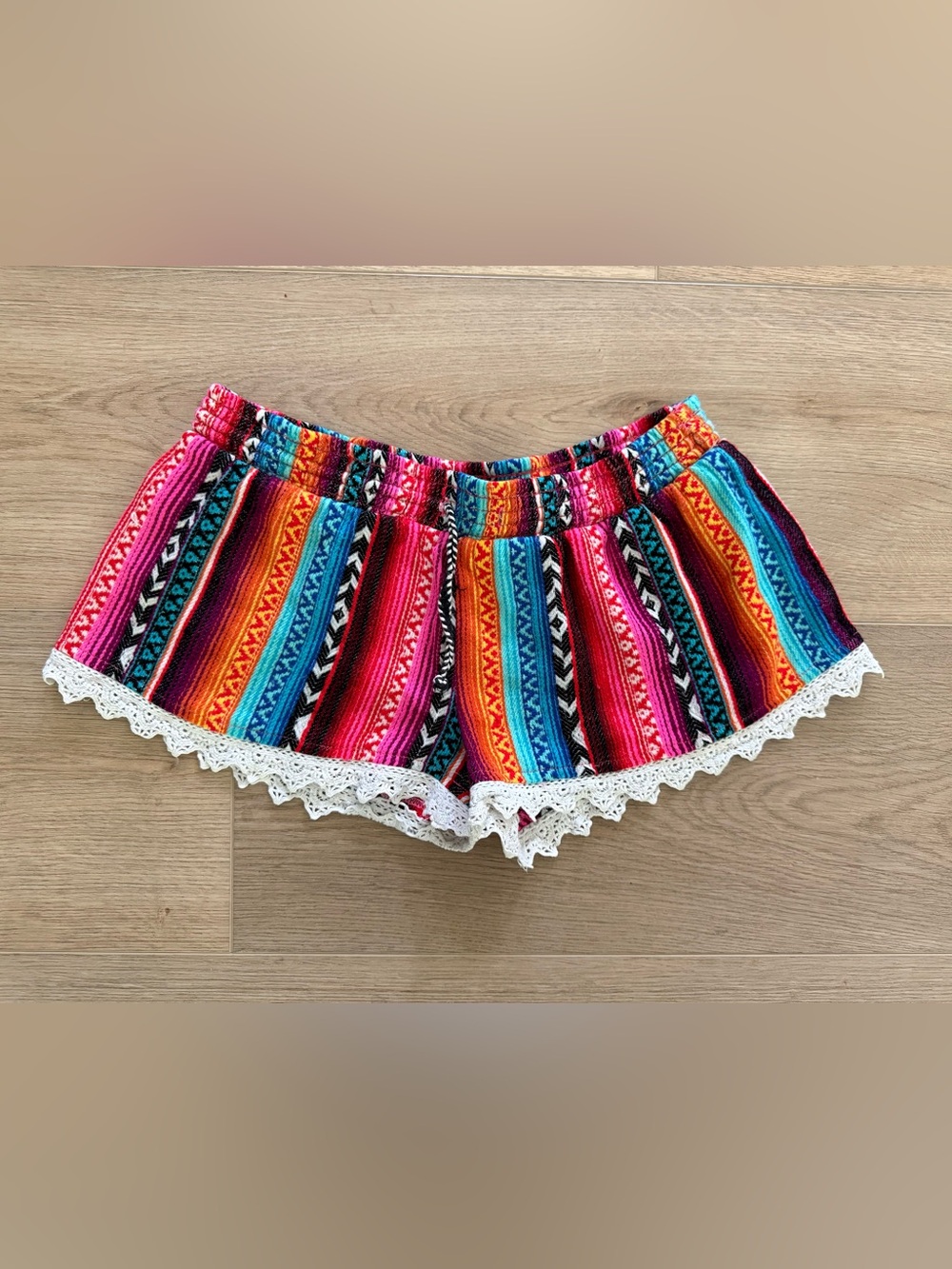 Rip Curl Boho Serape Stripe Crochet Lace Shorts S